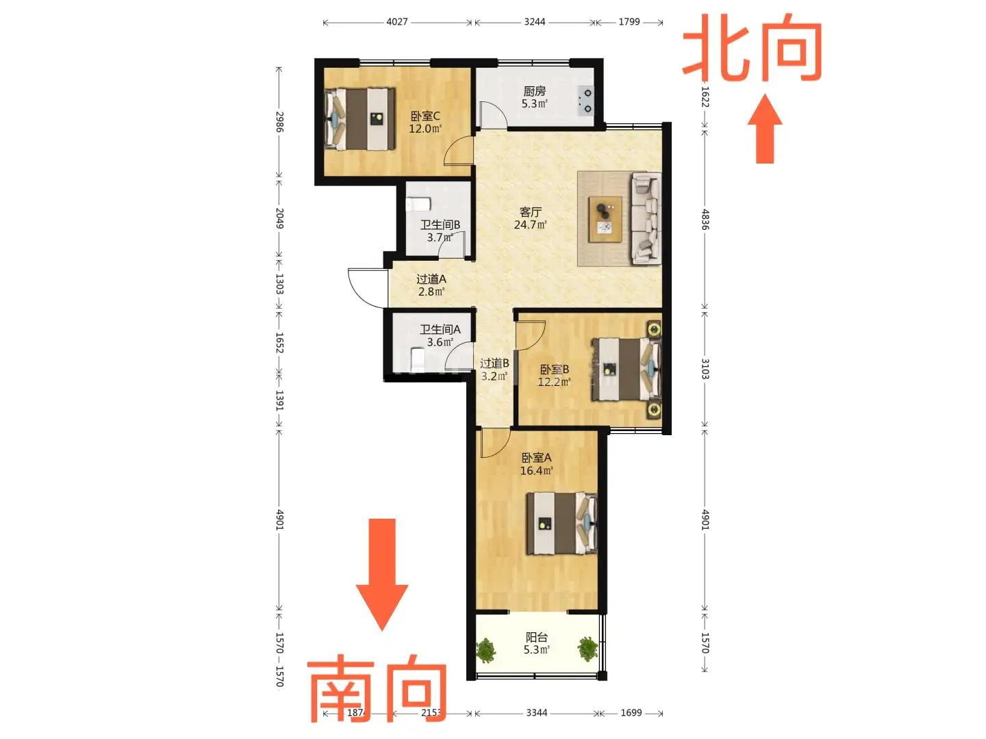 和畅花园  3室2厅2卫   100.00万