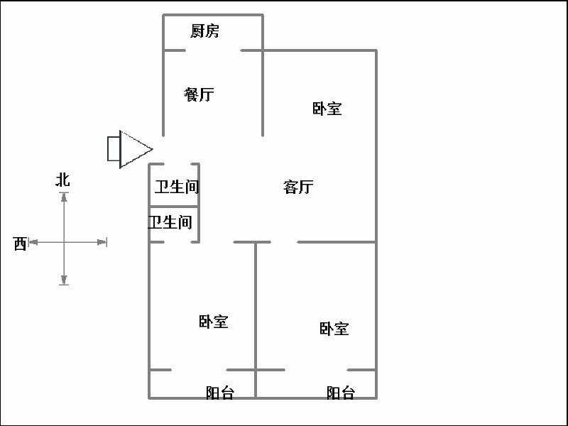 滏阳东院  3室2厅2卫   1000.00元/月户型图