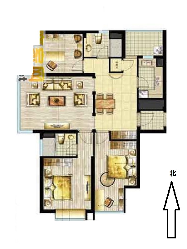 书香门邸  3室2厅2卫   128.00万户型图