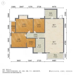 创鑫五期(阳光领地)（东柳东街89号）  3室2厅2卫   130.00万室内图1