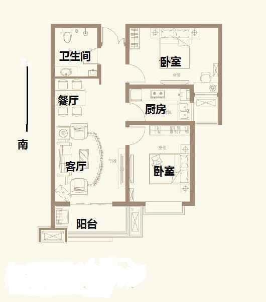 赵都新城利和园  2室2厅1卫   78.00万室内图