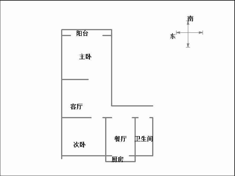 国土局1号院（土地局住宅楼）  2室1厅1卫   65.00万户型图