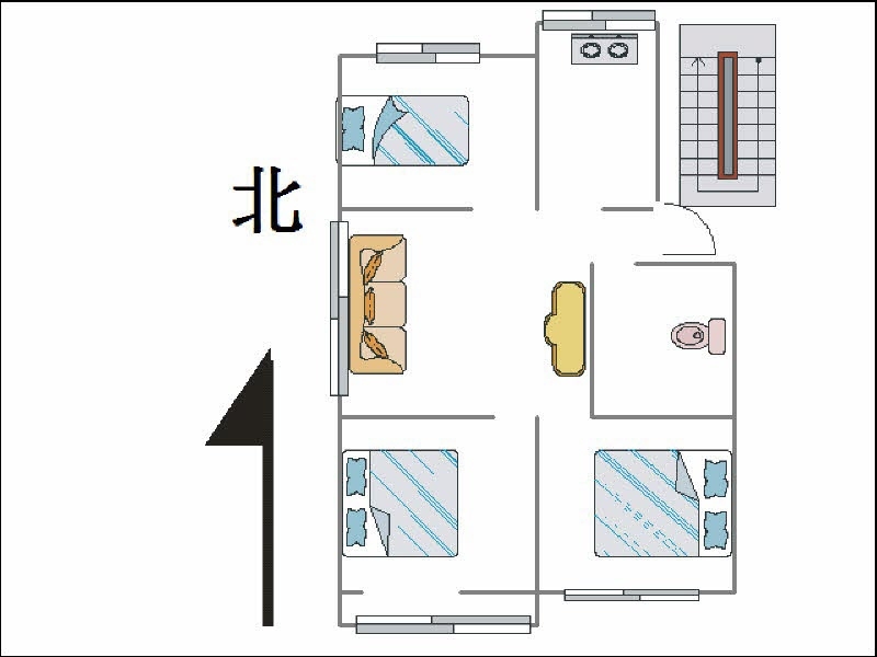 罗三生活区  3室2厅1卫   80.00万室内图