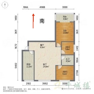 百家乐园西区(百家乐园一号院)  3室2厅1卫   83.00万