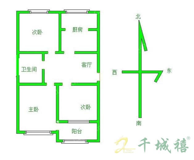 邯钢罗二生活区  3室1厅1卫   53.00万户型图