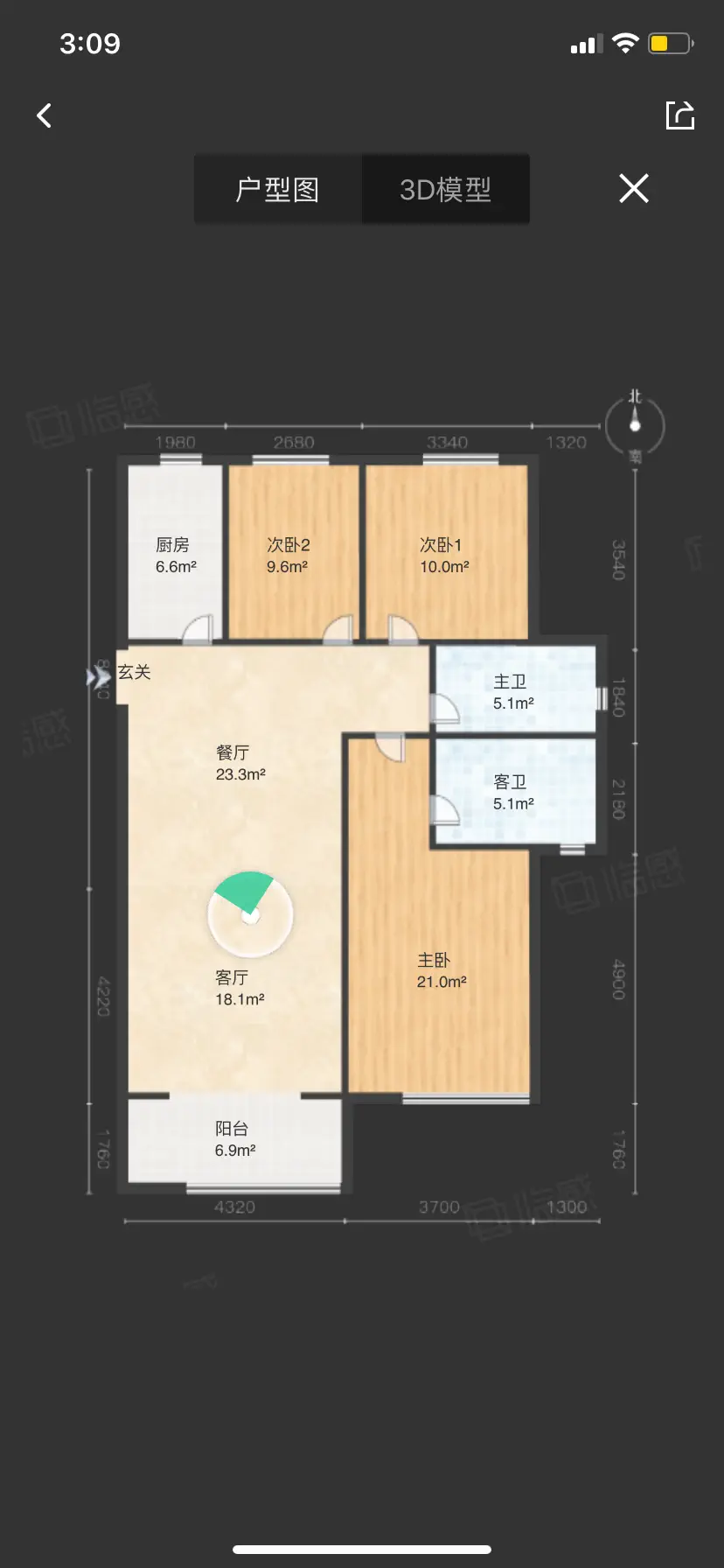 美的盛世天城（二手房）  3室2厅2卫   123.00万室内图