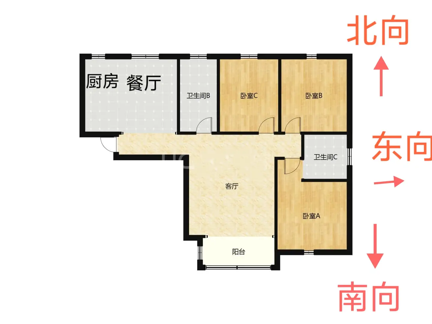 旺角花园  3室2厅2卫   149.00万户型图