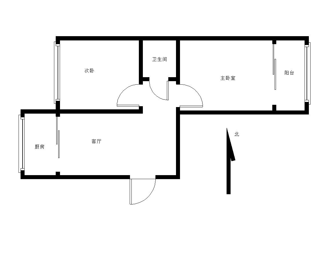 浴新北大街24号院（浴新北大街24楼）  2室1厅1卫   850.00元/月户型图