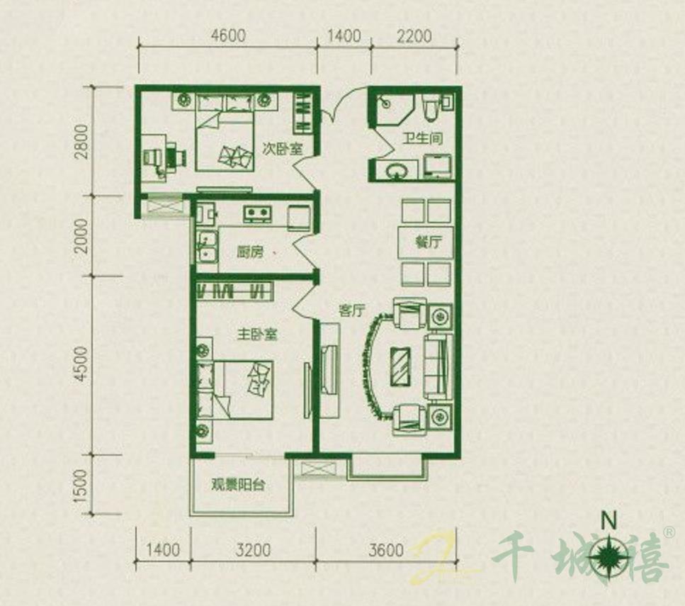 赵都新城金和园  2室2厅1卫   106.00万