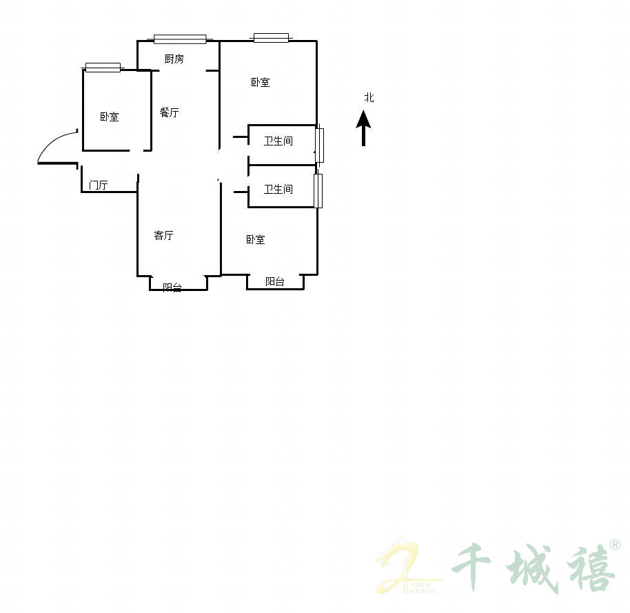 美的城  3室2厅2卫   165.00万户型图