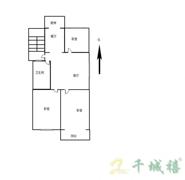 邯钢农林路生活区(陵西南大街72号院)  3室2厅1卫   80.00万户型图