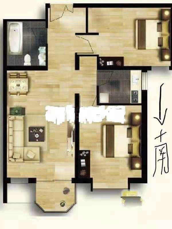 赵都新城泰和园  2室2厅1卫   80.00万户型图