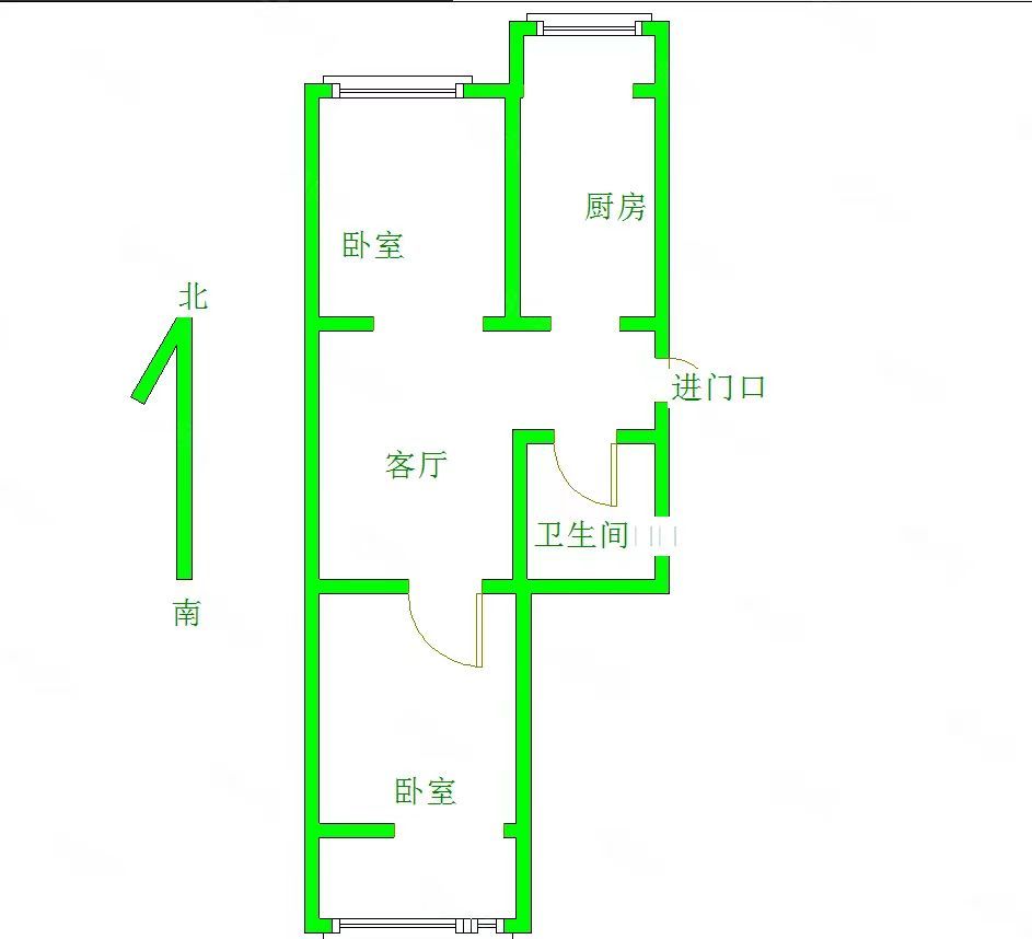 浴新南大街99号院  2室2厅1卫   33.00万户型图