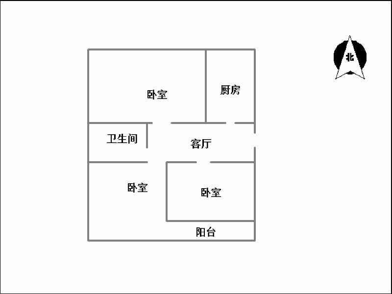 邯钢百五生活区  2室2厅1卫   52.00万户型图