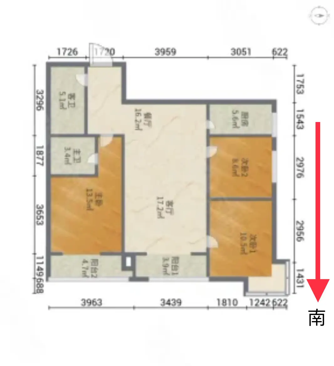 丰逸小区  3室2厅2卫   86.00万室内图1