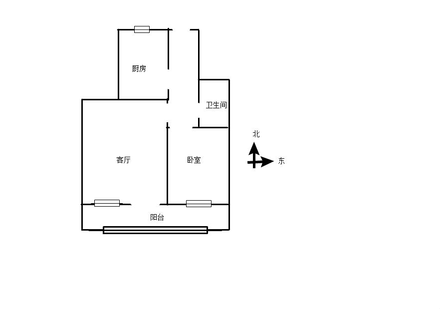 报社胡同10号院  2室1厅1卫   34.00万户型图