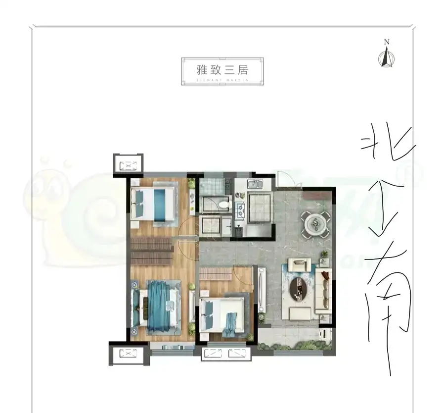 荣盛金科雅苑  3室2厅1卫   96.00万室内图