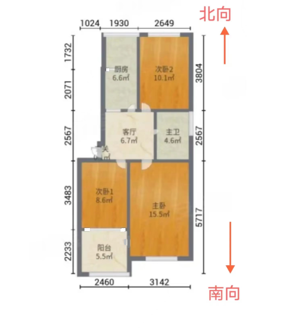 邯钢罗二生活区  3室1厅1卫   49.00万户型图