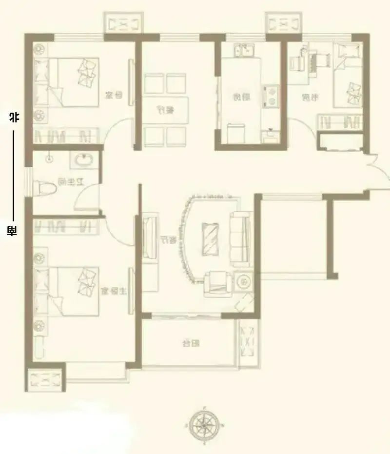 赵都新城昆和园  3室2厅1卫   105.00万户型图