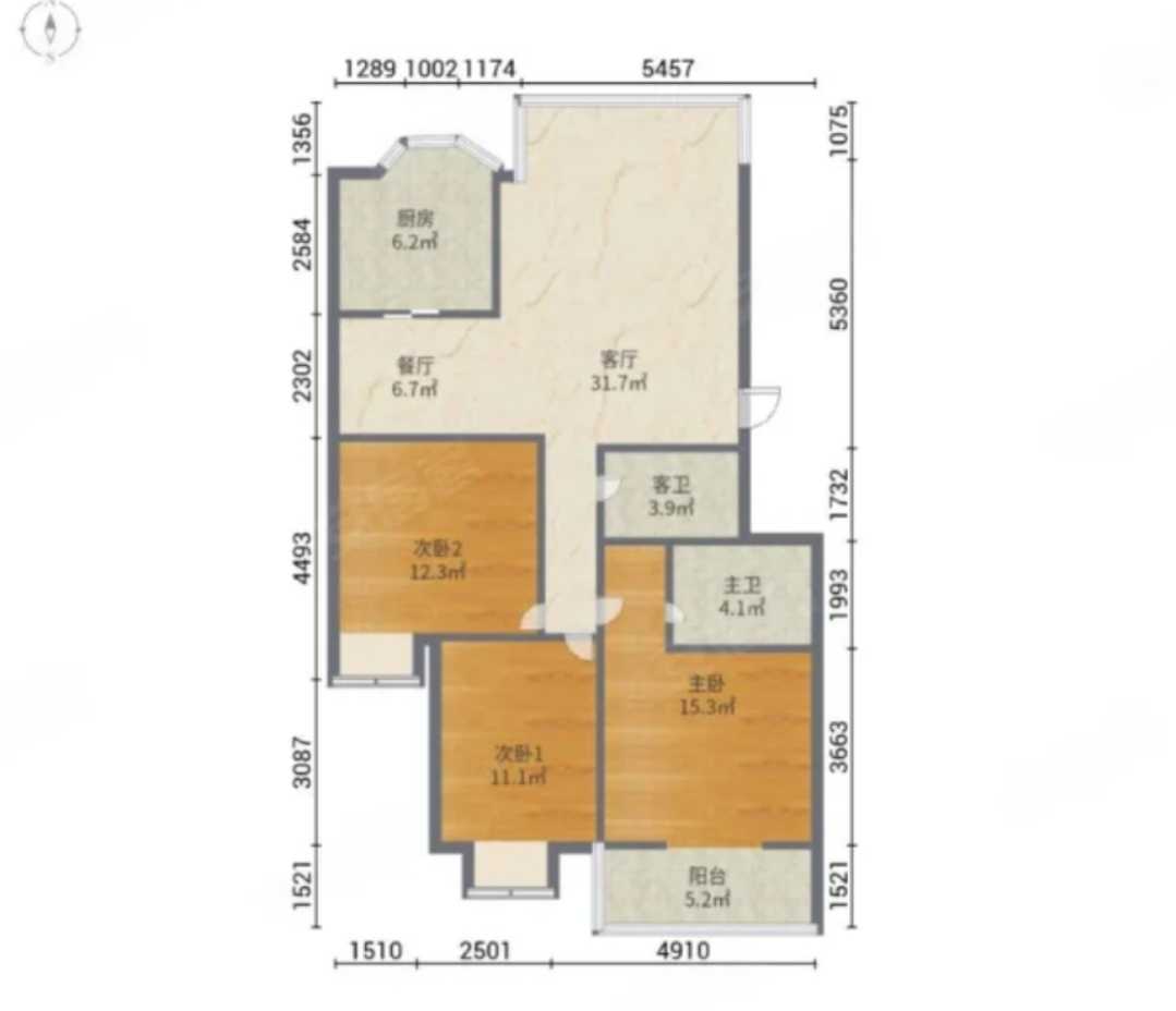 政通小区  3室2厅1卫   150.00万室内图