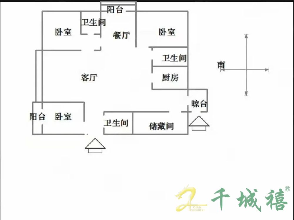 南湖花园二期  4室2厅2卫   3000.00元/月户型图