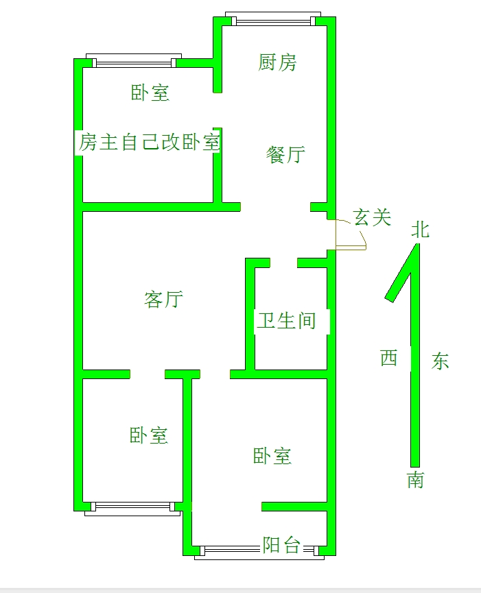 邯山南大街152号院（糖酒公司家属院）  3室2厅1卫   60.00万室内图1