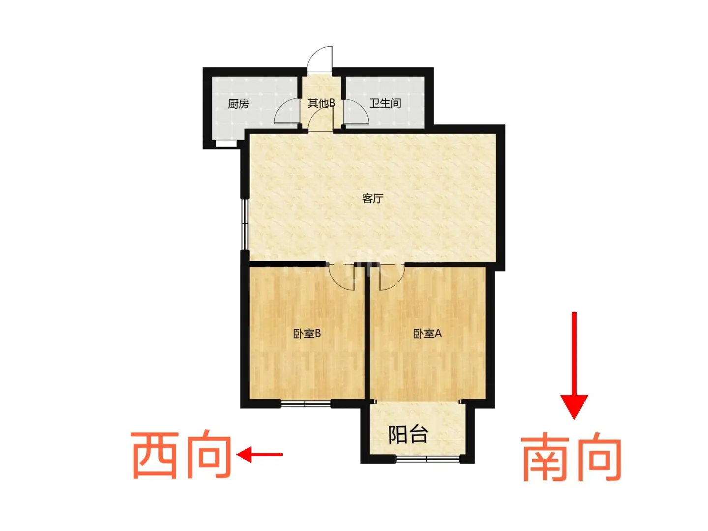 和畅花园  2室2厅1卫   1500.00元/月户型图