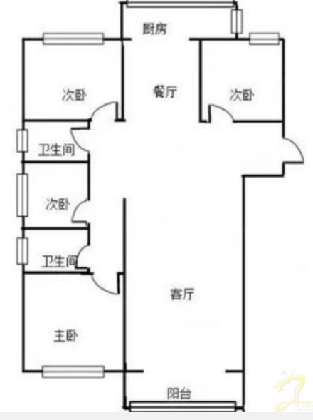 美的城  4室2厅2卫   220.00万户型图