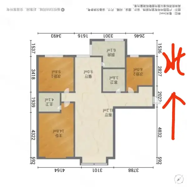 赵都新城利和园  3室2厅2卫   110.00万户型图