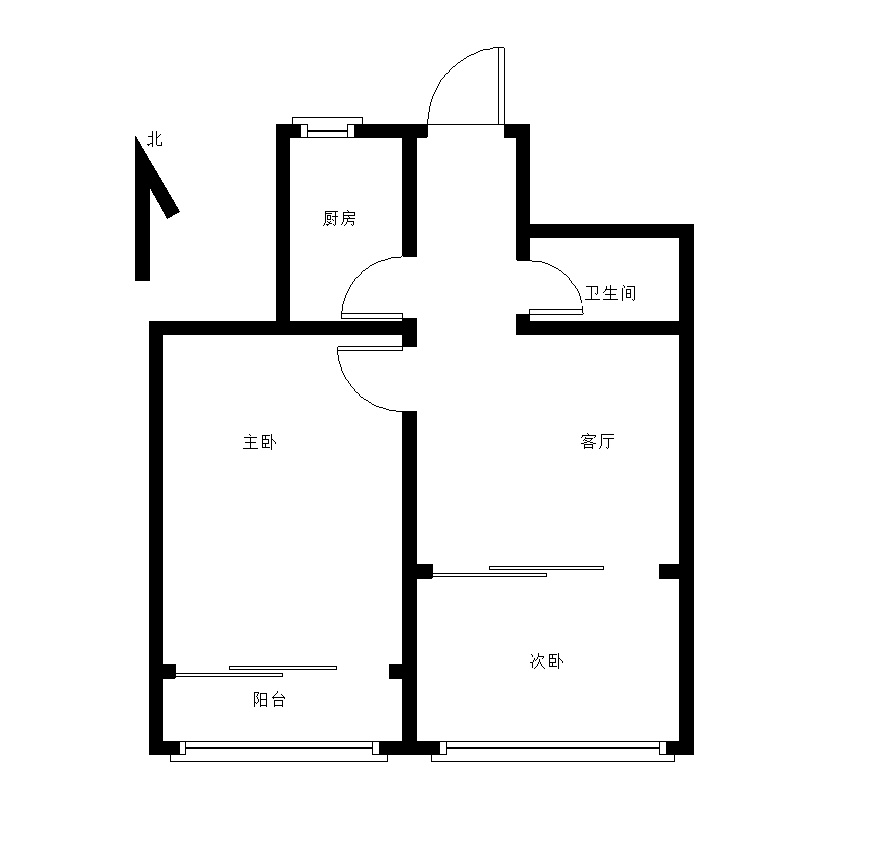 中华南52号院  2室1厅1卫   60.00万户型图