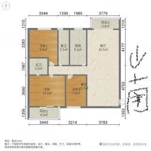 丰逸小区  3室2厅2卫   78.00万室内图