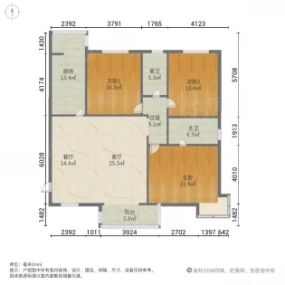 华信山水文苑南院（逸园小区）（一期）  3室2厅2卫   118.00万