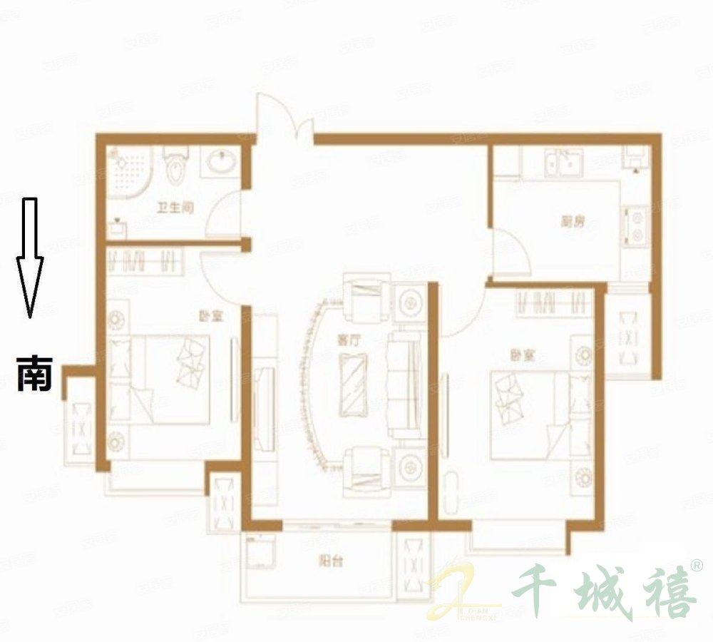 赵都新城昆和园  2室2厅1卫   86.00万