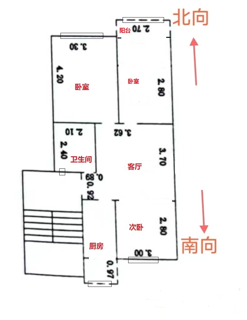 罗三生活区  3室2厅1卫   55.00万户型图