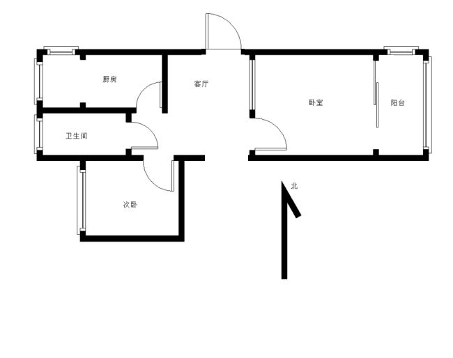 邯山南大街乙130号院(邯山南大街130号)  2室1厅1卫   850.00元/月户型图