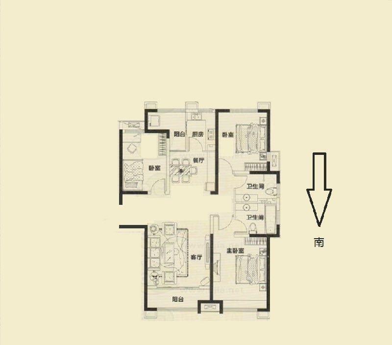 美的城  3室2厅2卫   168.00万室内图