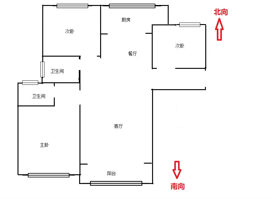 美的城  3室2厅2卫   170.00万户型图