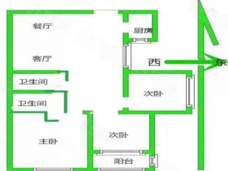 汉成华都西区  2室2厅1卫   135.00万户型图