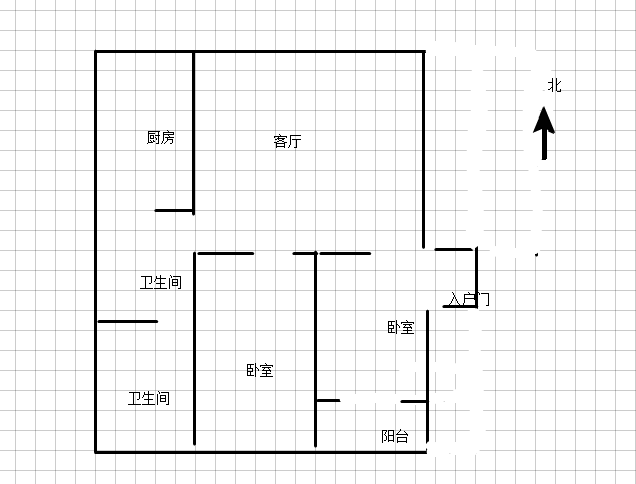 南湖花园  2室2厅1卫   100.00万户型图