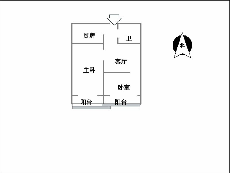 王郎前街二号院  2室1厅1卫   34.00万户型图