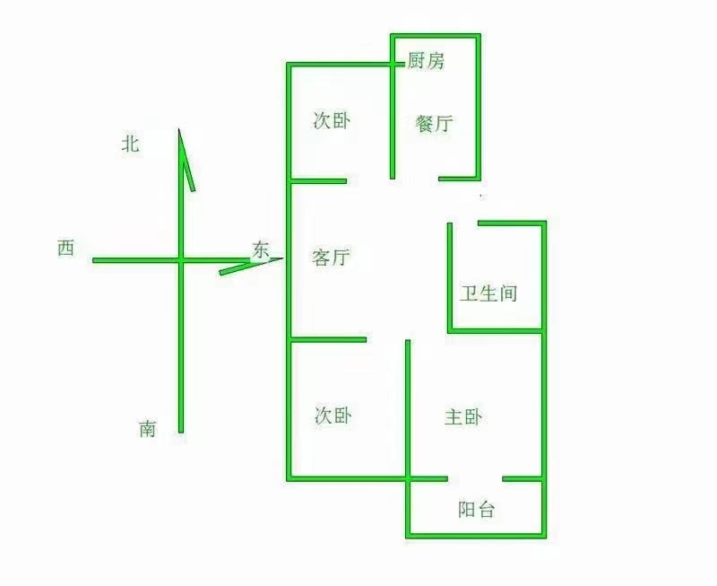 正大小区  3室2厅1卫   1500.00元/月户型图