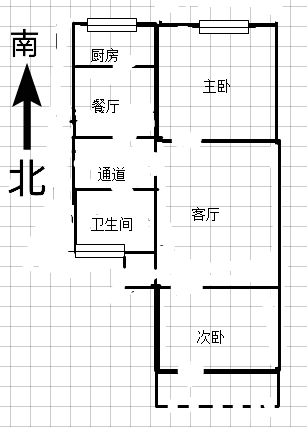 中华南4号院  2室2厅1卫   1200.00元/月室内图