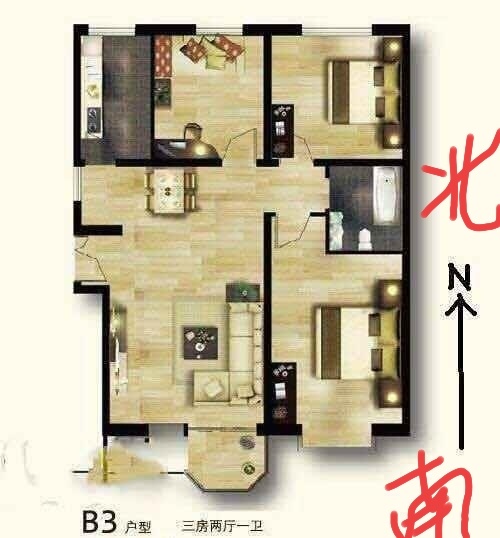 赵都新城盛和园  3室2厅1卫   110.00万