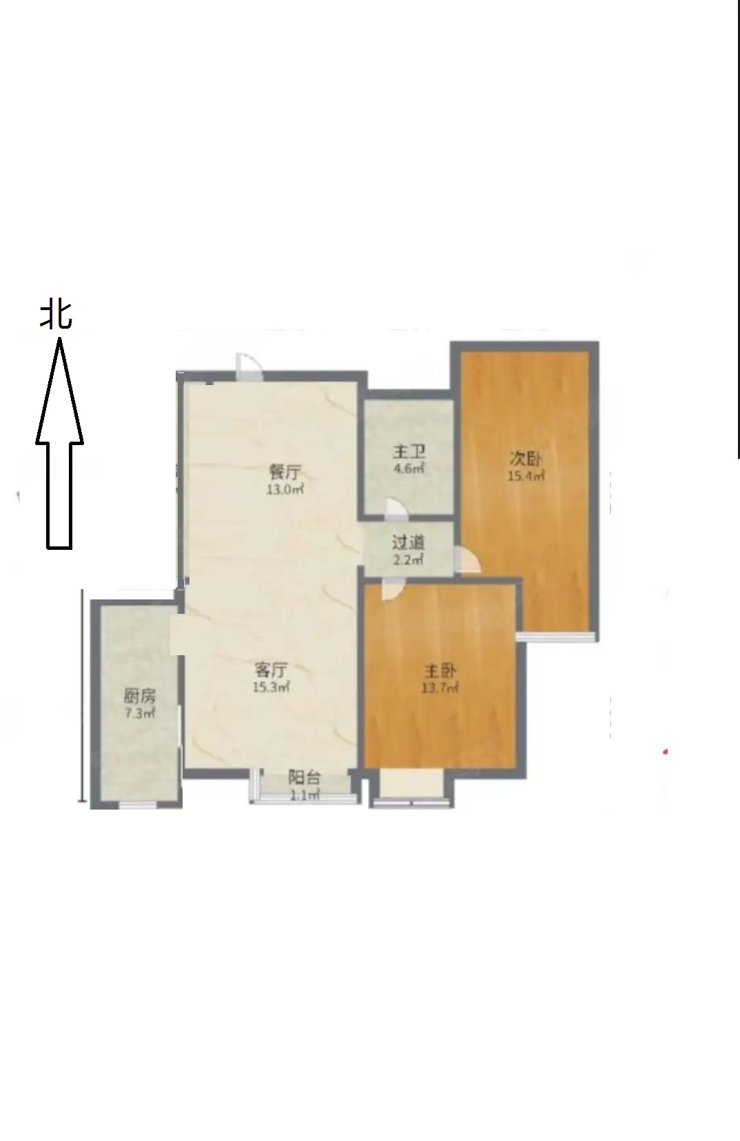 南湖花园二期  2室2厅1卫   96.60万室内图1