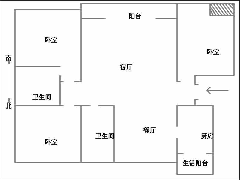 拉德芳斯南区（世嘉名苑1号院）  3室2厅2卫   160.00万户型图