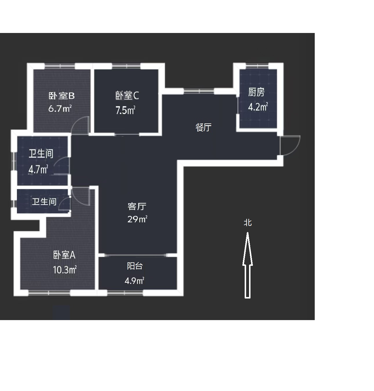 站南旺角  3室2厅2卫   115.00万室内图1