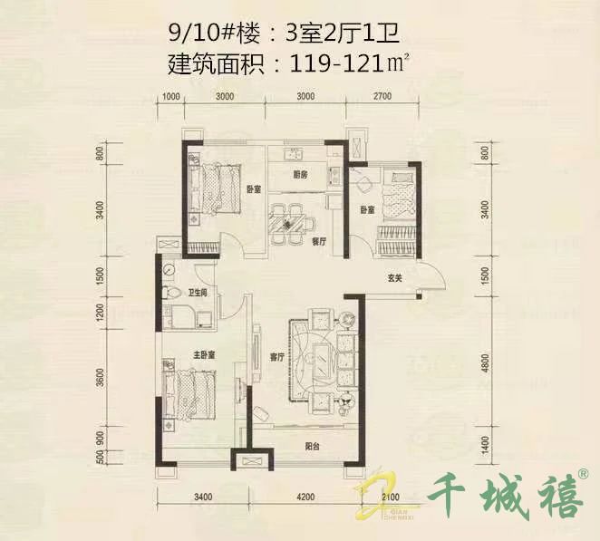 美的城  3室2厅1卫   140.00万