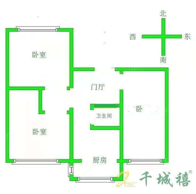 邯钢罗一生活区（罗城头7号院）  3室1厅1卫   56.00万户型图