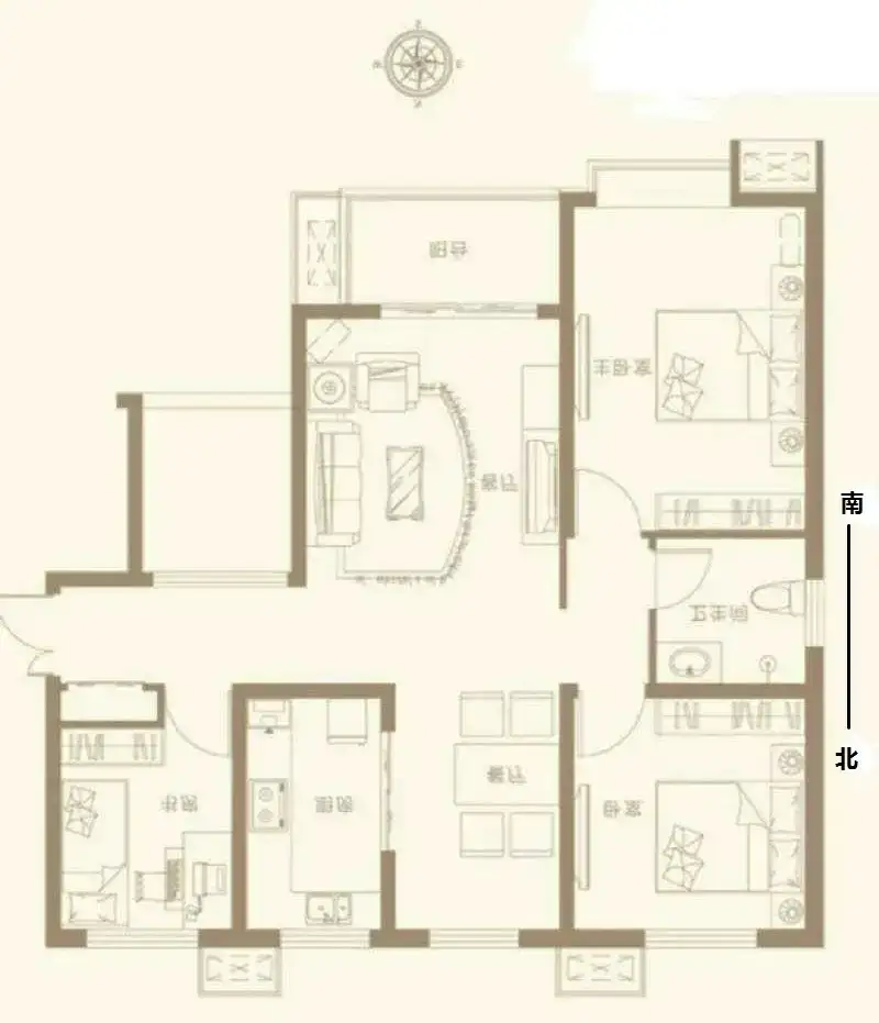 赵都新城昆和园  3室2厅1卫   1400.00元/月室内图