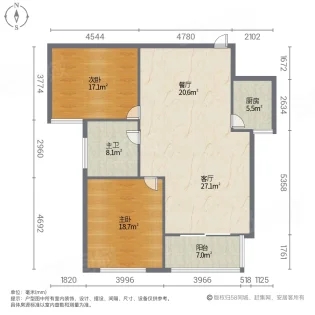 春风小区  1室2厅1卫   1600.00元/月